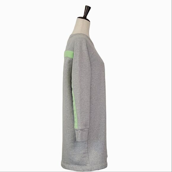 Athleta Round Trip Heathered Gray Lime Green Stripe Sweatshirt Dress Size M - Picture 2 of 6